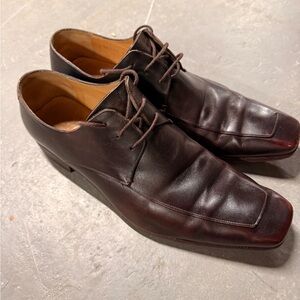 Gucci Mens Dark Brown Leather Dress Shoes - Classic Lace-Up